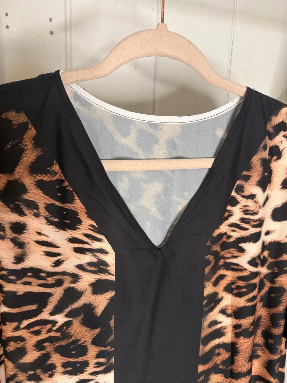 Leopard Print V-Neck Maxi Dress in Brown and Black